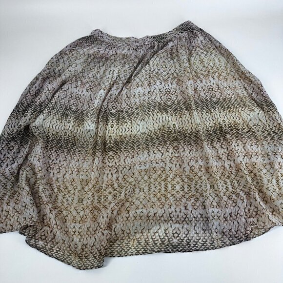 Great Jones Python Print Ruffle Midi Skirt Brown Beige Flowy Boho Size 12 - Picture 9 of 16